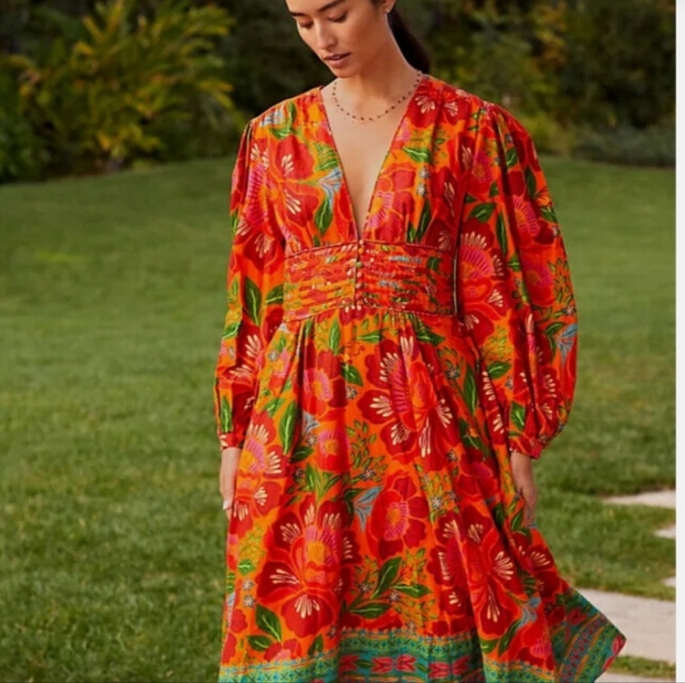 FARM RIO Red Floral Dress.  NWOT